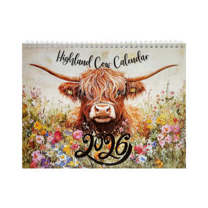 Calendario de Escritorio 2026 con Diseño de Vaca de las Tierras Altas de Gangtong, <span class=keywords><strong>Planificador</strong></span> Anual - Product Image 1