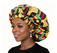 Bonnet Ankara réversible à double couche en satin imprimé africain grande taille pour femme, idéal pour les voyages, le ski, les fêtes et l'usage quotidien en toutes saisons