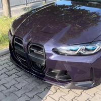 Grille de pare-chocs avant en fibre de carbone sèche pour BMW 3 4 ser G80 M3 G82 G83 M4 2021 + Cadre de calandre avant Décoration de voiture Kits de carrosserie FRP