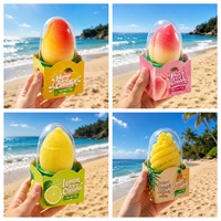Glace exotique en gros faible en gras, multicolore, aux fruits (pêche, avocat, fraise, raisin, mangue, citron), en boîte
