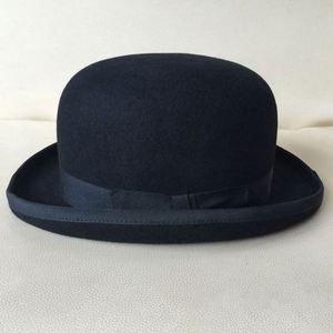 High Quality Wool Felt Hat Unisex Black Vintage 100 Wool Bowler Hat - Product Image 3