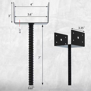 Heavy Duty U Shape Carbon Steel Fence <strong>Post</strong> <strong>Holder</strong> 4x4 Inch 4 Pack Rustproof Outdoor Deck Base <strong>Post</strong> Support Bracket - Product Image 4
