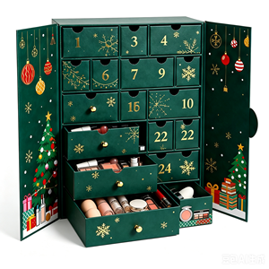 Custom Dark Green 24 Days Advent Calendar <b>Box</b> with Drawers Rigid Cardboard <b>Christmas</b> Blind <b>Box</b> Mystery Packaging Wholesale - Product Image 1