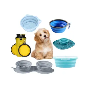 Hot Selling Travel Draagbare Draagbare Siliconen Pet Bowls Feeders Draagbare Hond Opvouwbare Kom