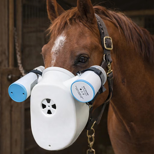 Masque à oxygène pour <span class=keywords><strong>chevaux</strong></span> avec nébuliseur en maille, dispositif de thérapie respiratoire vétérinaire équine, équipement d'inhalation d'aérosol portable - Product Image 1