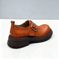 Mocassins vintage pour femmes, style preppy, couleur marron, semelle rehaussante, en cuir véritable, pour un usage quotidien décontracté et les trajets domicile-travail.