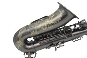 Saxophone alto professionnel en Mi bémol noir mat, gravures manuelles Dragon, coussinets italiens <span class=keywords><strong>Pisoni</strong></span>, avec étui rigide - Product Image 5
