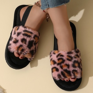 Happyslides Custom Logo Indoor Use Fluffy Fur Flat Slides Sandals for Women Light Weight Warm Slippers for Autumn Winter - Product Image 5