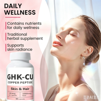 Capsules de peptides GHK-Cu bruts cosmétiques OEM, supplément pour la croissance des cheveux à l'acide hyaluronique, soin de la peau, capsules GHK-Cu