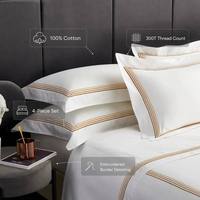 Ensemble de literie d'hôtel en satin 100% coton brodé, couleur de tissu personnalisable, draps en coton de luxe, broderie personnalisée