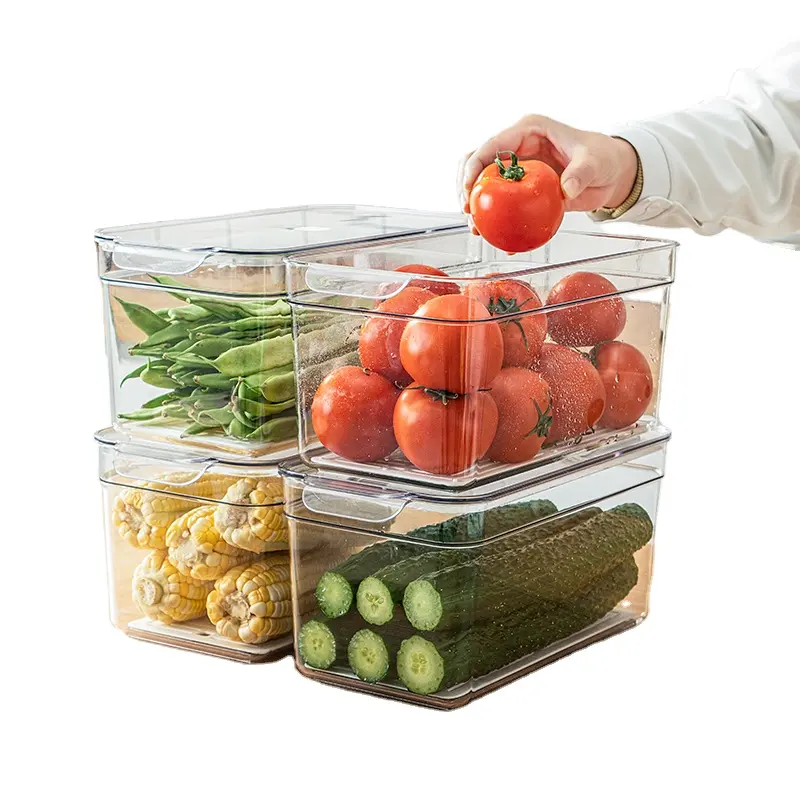 Contenitore per alimenti ermetico impilabile per la conservazione della casa, salva spazio nave trasparente scatola per cestini in plastica organizzazione frigorifero da cucina organizzatore