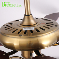 Ventilador de techo de estilo europeo al por mayor de fábrica 52 en restaurante Hotel 3 bombillas de luz Led de vidrio ventilador de techo de cobre