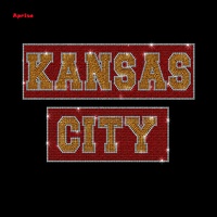 Transfert thermique de strass pour maillot de football KC Chiefs, design scintillant pour femmes, hommes et fans