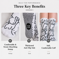 Chaussettes de yoga mi-mollet pour femmes, antidérapantes, avec motif animalier mignon, personnalisables, pour le Pilates et l'entraînement