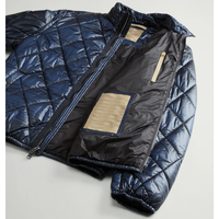 Veste matelassée pour homme à motif Argyle, en nylon imperméable, col montant, coupe ajustée, manteau d'hiver, fermeture éclair, doublure en polyester