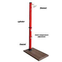 Colonne de douche solaire autoportante rouge 18LPVC pour jardin, avec tuyau, eau chaude et froide, ensemble de douche extérieure 2170x110mm