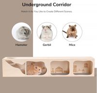 Cachette personnalisée pour hamster, maison en bois, chambre, tunnel pour petits animaux, jouets, abri pour gerbilles naines, syriens, hérissons, rats
