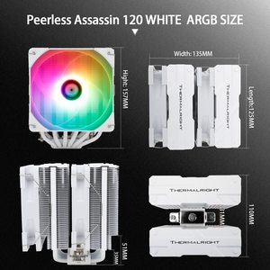 Refroidisseur d'air pour processeur Thermalright Peerless Assassin 120 blanc ARGB, 6 caloducs, éclairage ARGB 5V, double ventilateurs ARGB TR-PA120 BLANC ARGB - Product Image 4