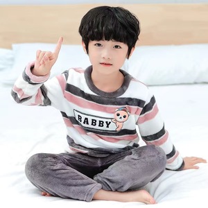 Nuevos Productos: Pijamas de Franela a Rayas con Estampados de Dibujos Animados de Manga Larga para Bebés Niños, Ropa de Dormir de Invierno, Desde China - Product Image 3