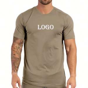 Venta al por mayor de ropa deportiva personalizada con logotipo bordado para hombres, ropa de compresión para gimnasio, camisetas de secado rápido, camisetas atléticas para gimnasio para hombres - Product Image 1