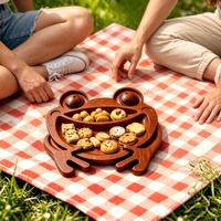 Plateau en bois massif en forme de grenouille de dessin animé, assiette à dîner créative en bois à compartiments, rangement domestique pour aliments et collations pour bébés, Chine