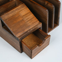 Organisateur de bureau en bois multifonctionnel avec tiroir, porte-fichiers, porte-stylos, boîte de rangement pour la maison, le bureau