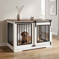 Meuble pour chien style porte de grange, en bois, avec porte coulissante, pour chiens de taille moyenne à grande, pour salon intérieur