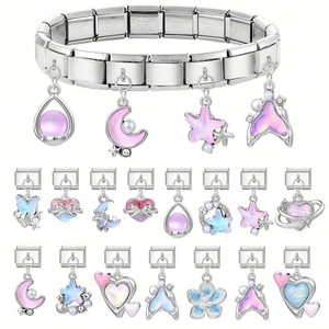 Italian Style DIY Multifunctional Creative Stainless Steel <b>Bracelet</b> Sweet Retro Pendant Accessories Modular Steel Color Charm - Product Image 1