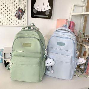 Simple Plain Color Schoolbag Custom Logo High School Students <b>Backpacks</b> <b>Large</b> Capacity Book Bags for Women Girls - Product Image 6