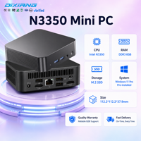 Komputer Desktop Mini Hitam N3350 Windows 11 Pro, M.2 WIFI Dual M.2 NGFF SATA+PCIE, USB Dual Type-C, Mini PC Hemat Daya