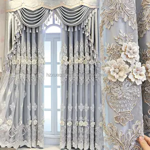 W-052 BDZN Wholesale high quality embroidered blackout double layer draps and curtains for the living room luxury