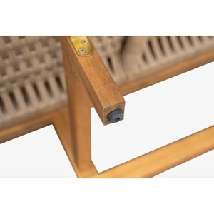 Ensemble de canapés d'extérieur en corde tressée ronde résistante aux UV, respirant, en bois d'acacia moderne, avec coussins, pour hôtel, resort, patio. - Product Image 5