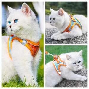 <span class=keywords><strong>Harness</strong></span> dan Tali Kekang Hewan Peliharaan dari Nilon Reflektif dan Bernapas, Rompi Jaring Lembut Anti-Selip untuk Kucing dan Anjing Kecil - Product Image 3