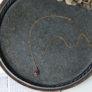 Collar de Cadena de Acero Inoxidable con Forma Irregular, Chapado en Oro, con Colgante de Piedra Natural, Joyería para Mujer - Product Image 5