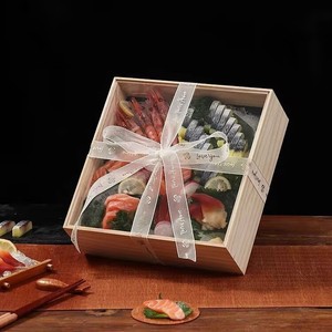 <b>Disposable</b> Wooden Sushi Packaging Box Paulownia Rectangle Food Grade Gift Box For Sashimi Salmon <b>Platter</b> Takeaway - Product Image 2