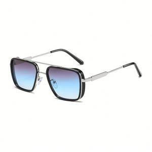 Lunettes de soleil carrées en métal pour hommes, style rétro punk, grande monture, protection UV400, personnalisables avec logo, collection 2025 - Product Image 5