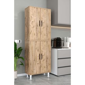 Armoire de cuisine moderne en pin atlantique à 4 portes, organisateur de rangement multifonction en bois MDF massif - Product Image 2