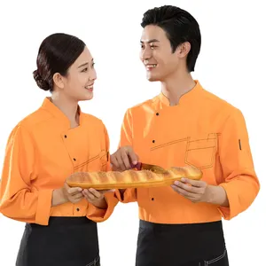 Индивидуальная Высококачественная Униформа шеф-повара с длинным рукавом и воротником-стойкой для ресторанов и отелей, сделано в Китае