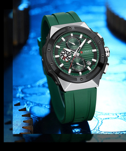 CURREN 8462 orologi da polso da uomo di marca classica Casual Business orologi in Silicone al quarzo con lancette luminose quadrante cronografo - Product Image 2