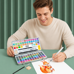 Ensemble de peinture à l'<span class=keywords><strong>aquarelle</strong></span> solide de 128 couleurs, kit de peinture professionnel de qualité artistique avec <span class=keywords><strong>palette</strong></span>, fournitures artistiques pour étudiants débutants - Product Image 4