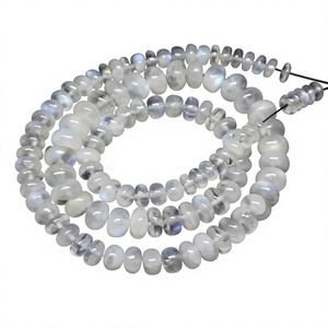 Perles de pierre de lune bleue naturelle, lisses, facettées, en forme de rondelle, prix d'usine en gros, certifiées par un tiers - Product Image 1