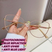 Lunettes photochromiques pour femmes lunettes photogray hommes diamant bling grand oeil de chat coeur femme lumière bleue bloquant anti uv