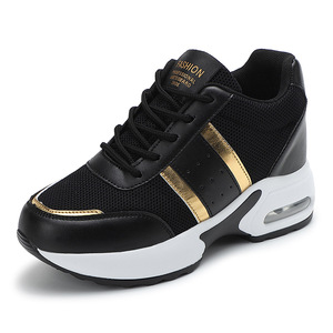 Baskets compensées décontractées à semelle épaisse et coussin d'air, avec empeigne en maille respirante et lacets – Chaussures tendance - Product Image 6