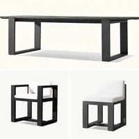Ensemble de salle à manger d'extérieur 6 places, table et chaises en aluminium, mobilier de jardin moderne avec coussins imperméables