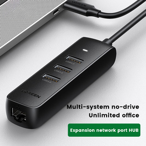 UGREEN 4 en 1 <span class=keywords><strong>USB</strong></span> <span class=keywords><strong>C</strong></span> <span class=keywords><strong>Hub</strong></span> con 3 puertos <span class=keywords><strong>USB</strong></span> 3,0 y adaptador <span class=keywords><strong>Ethernet</strong></span> <span class=keywords><strong>Hub</strong></span>, ABS <span class=keywords><strong>USB</strong></span> Splitter - Product Image 2