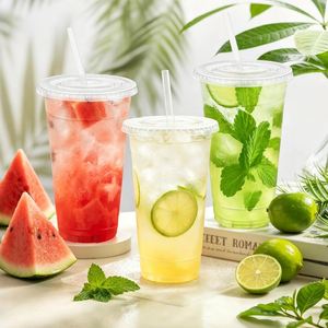 Gobelets jetables en plastique transparent de 24 oz, anti-fuite, pour café glacé, avec couvercles et pailles |   Chine pour usage domestique et commercial - Product Image 3