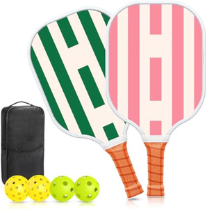Pickleball <strong>Paddles</strong> Fiberglass Pickleball <strong>Set</strong> of 2 Rackets &amp; 4 <strong>Pickle</strong> Balls Portable Bag for Beginners Indoor Outdoor Sports - Product Image 1