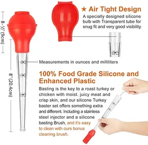 Lot de 4 pièces contenant une brosse de nettoyage et une aiguille d'injection de viande pour barbecue Poire à dinde en silicone - Product Image 2