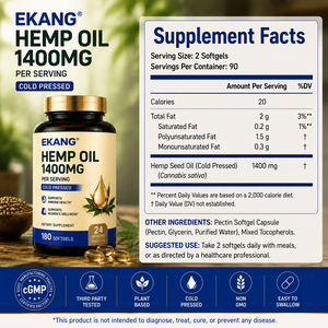 Ekang US Factory Hemp Oil 1400mg Per Serving Cold Pressed Softgels 180 Count Women's Wellness Quick-Release Dietary <b>Supplement</b> - Product Image 2