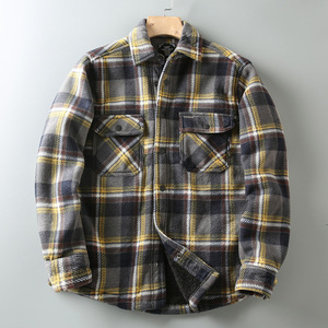 Giacca da <span class=keywords><strong>uomo</strong></span> calda imbottita in pelliccia di flanella scozzese a maniche lunghe imbottita da <span class=keywords><strong>uomo</strong></span> - Product Image 4